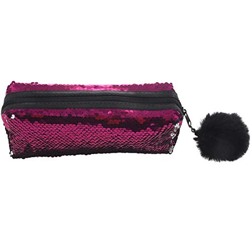 Goufride Glaenzende Pailletten Grosse Maeppchen Schreibwaren Lagerung Stift Veranstalter Tasche Schule Buero Bedarf Kosmetik Halter Fuer Geschenk Rot + Schwarz von Goufride