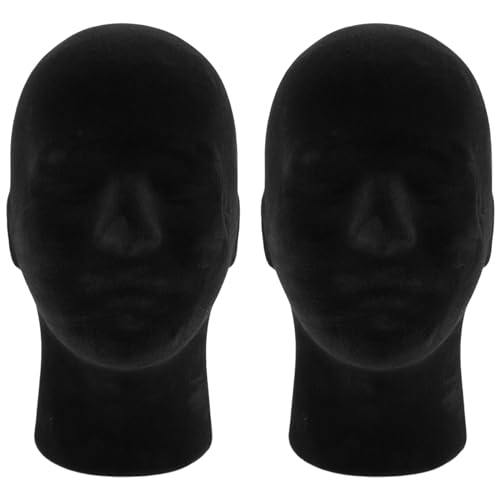 Goufride Polystyrol Schwarz Schaum Herren Modell Mannequinkopf Dummy Stand Shop Display Hut, 2 X SCHWARZ von Goufride