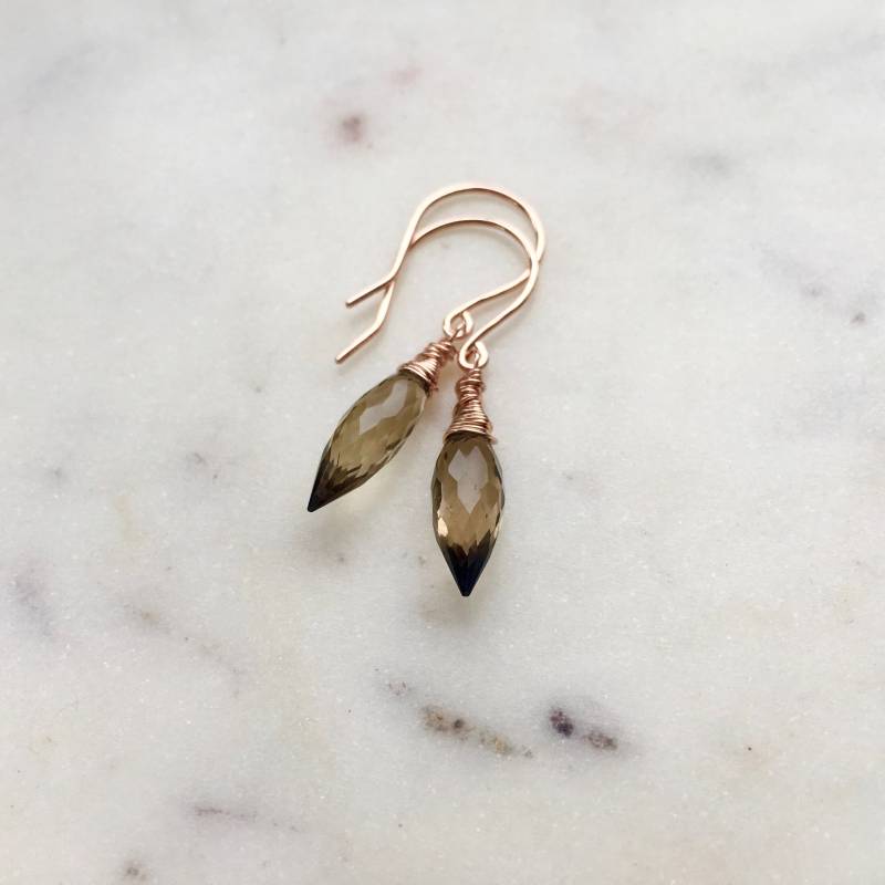 Rauchquarz 14K Rose Gold Filled Ohrringe | Schmuck Braune Edelstein Wire Wrap Rauchquarz 14K Rose Gold Filled Ohrringe | Schmuck Braune Edelstein Wire Wrap von GoumareJewelry