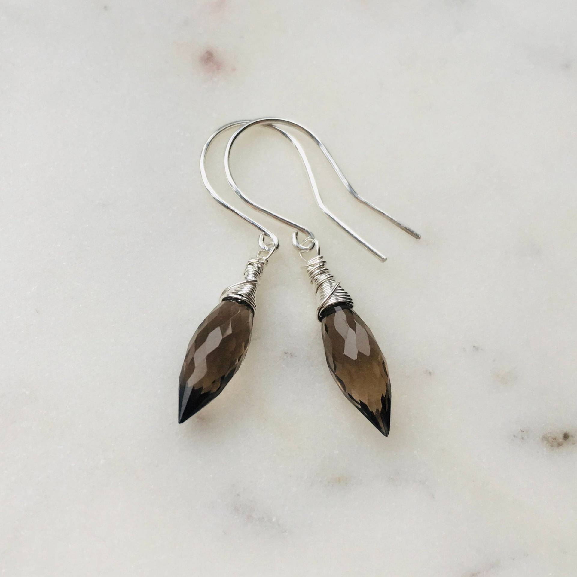 Rookkwarts Sterling Silber Oorbellen | Sieraad Oorhaken Edelstein Oorhaakjes Braune Kwarts von GoumareJewelry