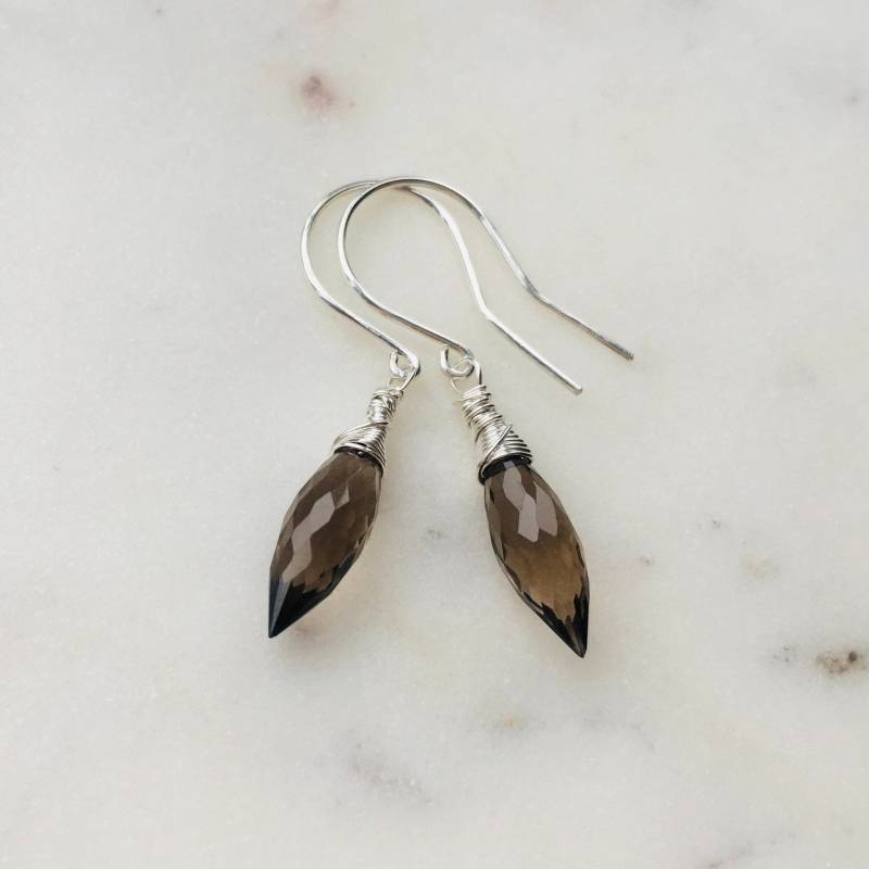 Rookkwarts Sterling Silber Oorbellen | Sieraad Oorhaken Edelstein Oorhaakjes Braune Kwarts von GoumareJewelry