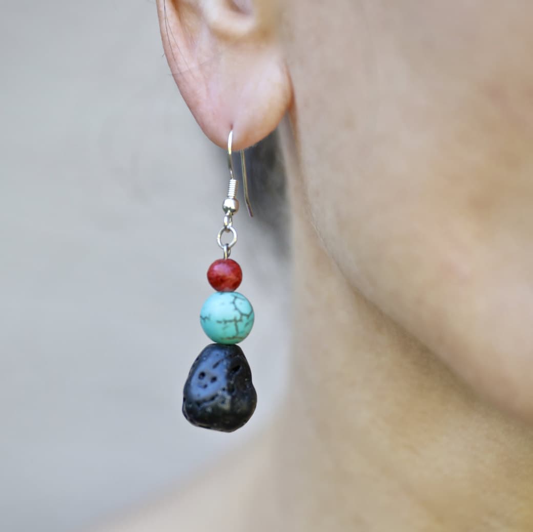 Lava, Türkis & Koralle Ohrringe Rustikaler Boho Schmuck Lava, Türkis & Koralle Ohrringe Rustikaler Boho Schmuck von GouzelsBitsAndPieces