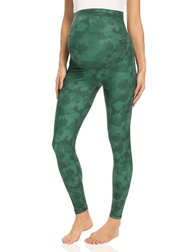 Gowjog Damen Umstandsleggings High Waist Schwangerschaftsleggings Blickdichte Umstandsleggings Stretch Lang Umstandsmode Leggings für Schwangere (Tarnung,L) von Gowjog