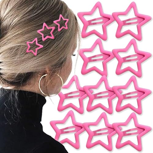10 Stück Rosa Stern Haarspangen Damen Haarclips Haarklammer Klein Sterne Haarspange Hair Clips Pink Star Hair Clip Haarschmuck Mädchen Haarklammern Hair Accessories Women Haarclip von Gowxs