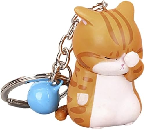 Gowxs Gelb Cartoon Cat Schlüssellinge,Schöne Katze Keychain Charms Neko Key Ring Anhänger Shy Chubby Kitten Tasche Schmuck Tier Hängende Dekor Für Frauen Mädchen von Gowxs