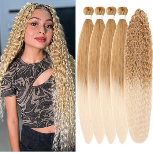 Blonde Flechten Haar Pre Stretched für Frauen Synthetische 27/613 Deep Wave Boho Flechten Haar für Flechten Blonde Flechten Haar Pre Stretched für Frauen Synthetische 27/613 Deep Wave Boho Flechten Haar für Flechten von Gozill