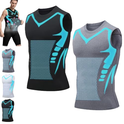 Aktivheld Abnehmweste, Vitalvest Abnehmweste, Vitalvest Slimming Vest, 2024 New Version Ionic Shaping Vest For Men (Grey Blue+Black Blue, M) von Gqiwub