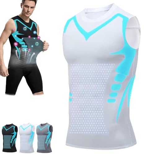 Aktivheld Abnehmweste, Vitalvest Abnehmweste, Vitalvest Slimming Vest, 2024 New Version Ionic Shaping Vest For Men (White Blue, XL) von Gqiwub
