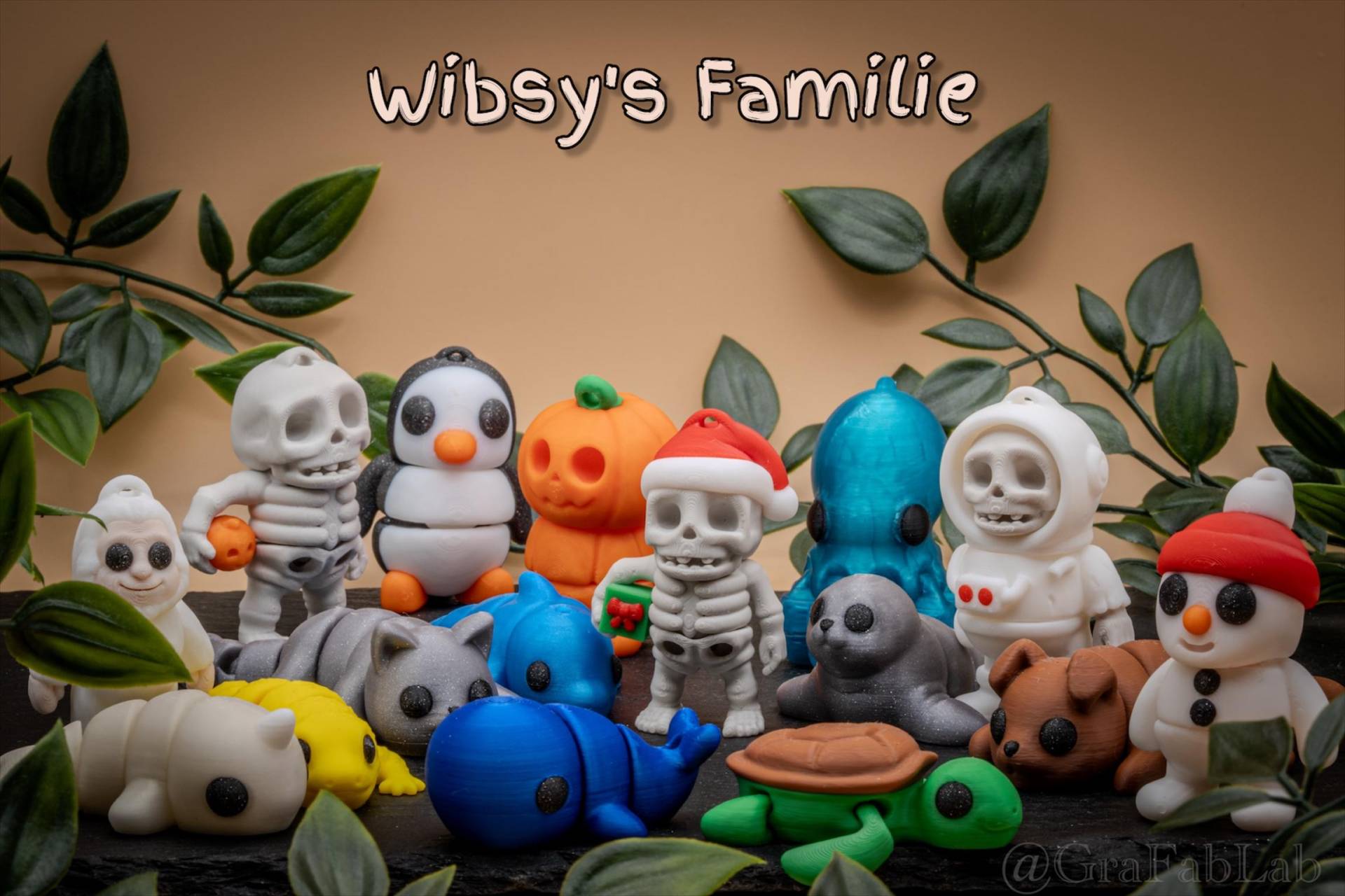 Wibsy Mini-Figur | Flexibel & Beweglich Schlüsselanhänger Geschenkidee Für Adventskalender Kinder Und Erwachsene Süß, Originell von GraFabLab