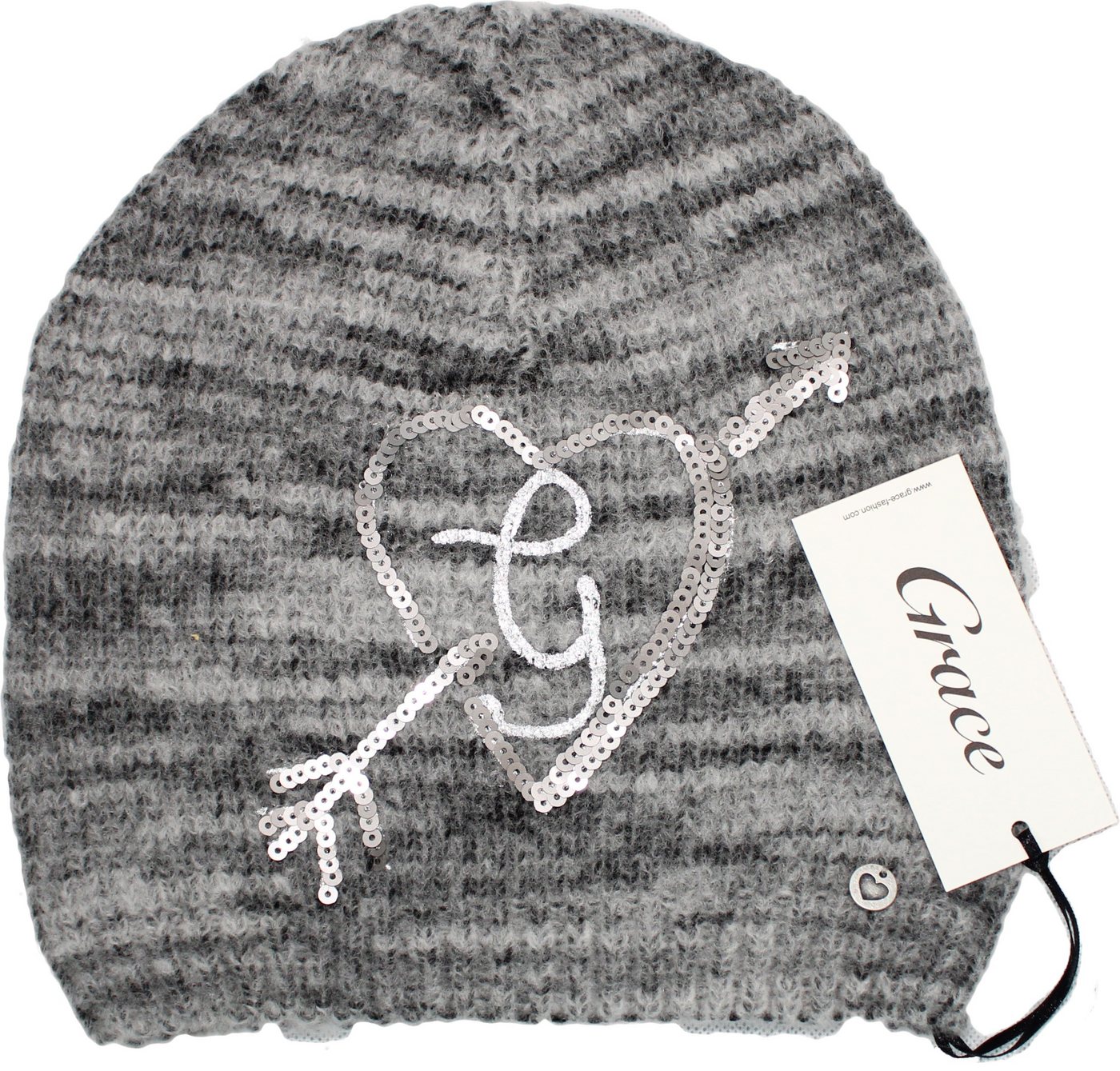 Grace Fashion Strickmütze aufgesetzter Herz aus Pailletten Grace Fashion Strickmütze aufgesetzter Herz aus Pailletten von Grace Fashion