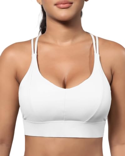 Grace Form Sport-BH für Damen mit Polsterung, mittlere Unterstützung, Push-Up-gepolsterter Sport-BH für Laufen, Workout, Yoga-BH, Weiss/opulenter Garten, X-Large von Grace Form