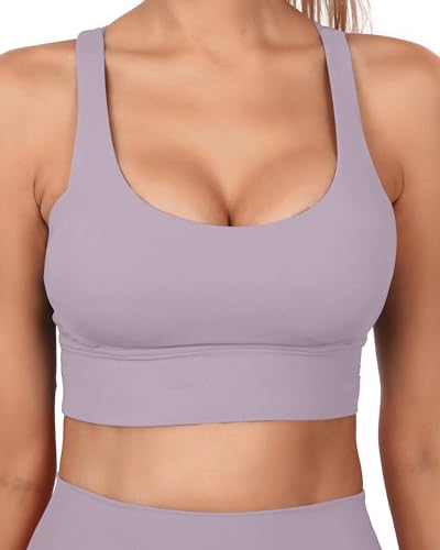 Grace Form Sport-BH mit Trägern, gepolstert, stoßfest, Push-Up, athletisch, Laufen, Sport-BH, Workout-Top, Yoga-BH, 06-violett, grau, X-Large von Grace Form