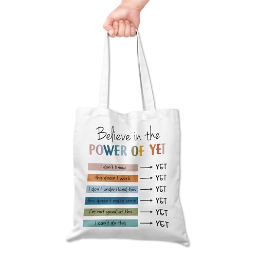 Grace Yonks Power of Yet 034 süße Canvas-Tragetasche – Wachstumsmindset wiederverwendbare Tasche für Lehrer und Buchliebhaber – motivierendes Geschenk für Bibliothek oder Therapie, 40,6 x 35,6 cm Grace Yonks Power of Yet 034 süße Canvas-Tragetasche – Wachstumsmindset wiederverwendbare Tasche für Lehrer und Buchliebhaber – motivierendes Geschenk für Bibliothek oder Therapie, 40,6 x 35,6 cm von Grace Yonks