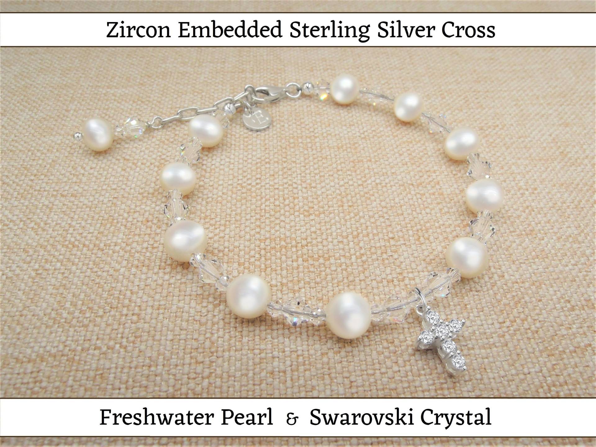Echte Süsswasserperlen Armband Mit Kreuz; Erstkommunion, Taufe, Hingabe, Konfirmation, Andenken Zur Taufe; Blumenmädchen Geschenk von GraceJewelryUS