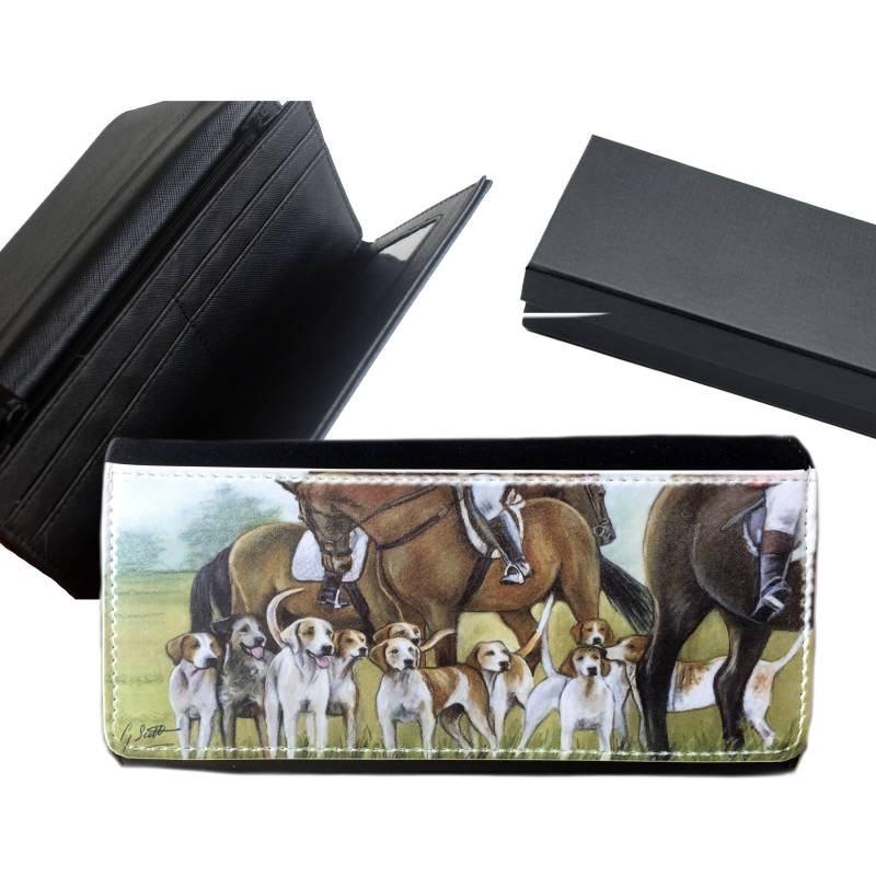 Jagd Szene Pferd Und Hunde Luxus Geldbörse Mit Geschenk-Box Einem Pastell Kunstwerk Von Grace Scott von GraceScottPastelArt