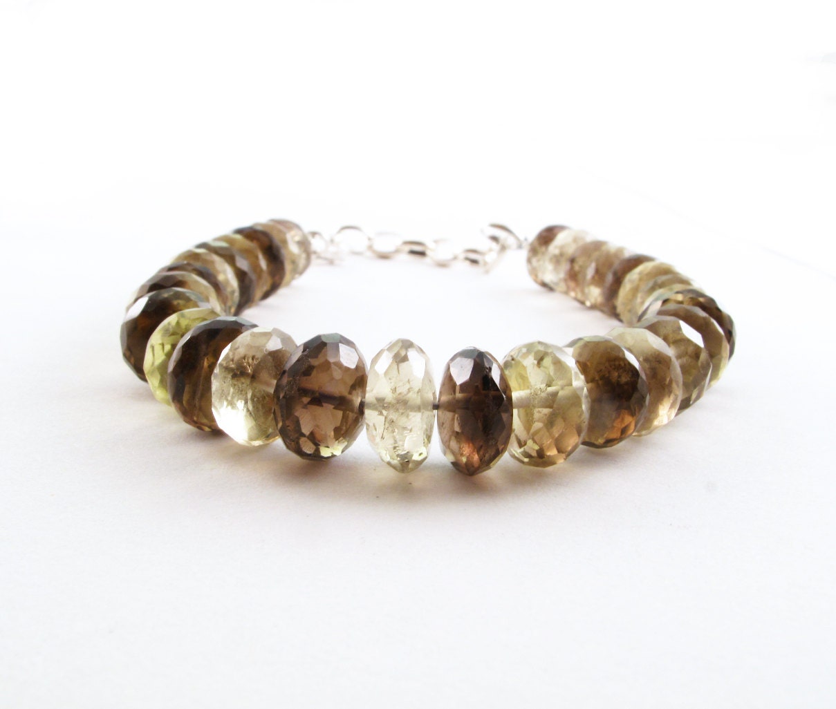Rauchige Lemon Quarz Edelstein-Armband Mit Nickel Frei Sterling Silber Erkenntnisse, Verstellbare Länge Armband, Facettierte Edelstein Schmuckperlen Rauchige Lemon Quarz Edelstein-Armband Mit Nickel Frei Sterling Silber Erkenntnisse, Verstellbare Länge Armband, Facettierte Edelstein Schmuckperlen von Graceanchor