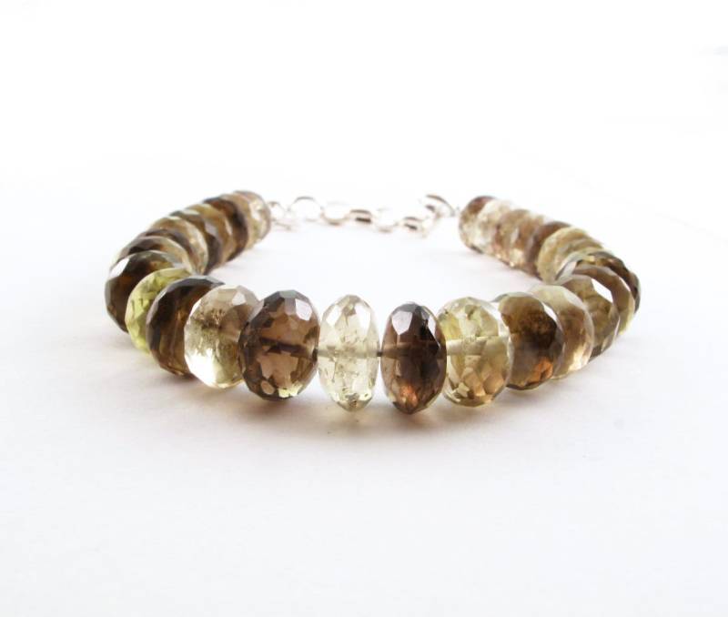 Rauchige Lemon Quarz Edelstein-Armband Mit Nickel Frei Sterling Silber Erkenntnisse, Verstellbare Länge Armband, Facettierte Edelstein Schmuckperlen Rauchige Lemon Quarz Edelstein-Armband Mit Nickel Frei Sterling Silber Erkenntnisse, Verstellbare Länge Armband, Facettierte Edelstein Schmuckperlen von Graceanchor
