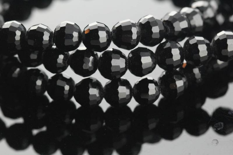 Runde Disko Facettierte 6 Mm Rondelle Schwarzer Spinell Halskette, Sterling Silber Anhänger, Hellschwarz Funkeln, Größenverstellbar, Naturstein von Graceanchor