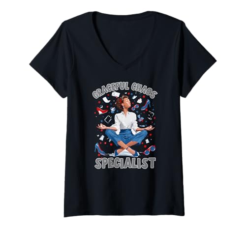 Damen Graceful Chaos Specialist T-Shirt mit V-Ausschnitt Damen Graceful Chaos Specialist T-Shirt mit V-Ausschnitt von Graceful Chaos Specialist Turning Libra Zodiac