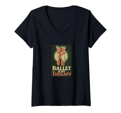 Damen Ballett ist Meine Therapie Tanzstudio Probe Performance T-Shirt mit V-Ausschnitt Damen Ballett ist Meine Therapie Tanzstudio Probe Performance T-Shirt mit V-Ausschnitt von Graceful Steps Collective Art