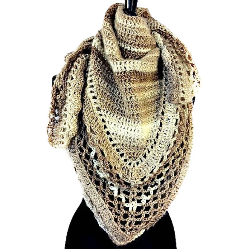 Gehäkelte Stola, Gehäkelte Hochzeits Accessoires, Brautschal, Kaffee, Erdtöne, Wearable Art, Gracefulewefiberarts von GracefulEweFiberArts