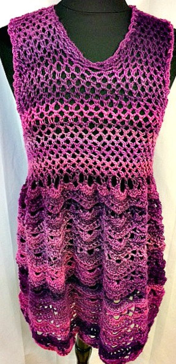 Gehäkeltes Trägerkleid, Strand Cover Up, Häkeltop, Tank Top, Festival Boho Lila Sommer Anmutige Ewe Fibre Arts von GracefulEweFiberArts