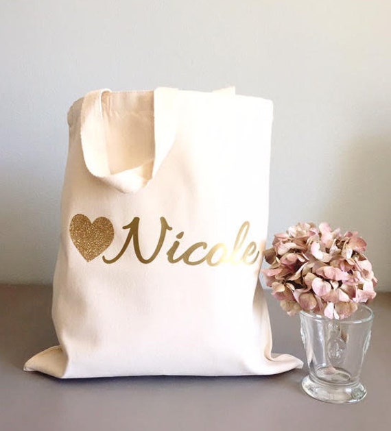 Benutzerdefinierte Tragetaschen | Glitzer Herz Braut Party Tragetasche Brautjungfern Danke Geschenk Von Der Benutzerdefinierte Tragetaschen | Glitzer Herz Braut Party Tragetasche Brautjungfern Danke Geschenk Von Der von GracefulGreetingCo