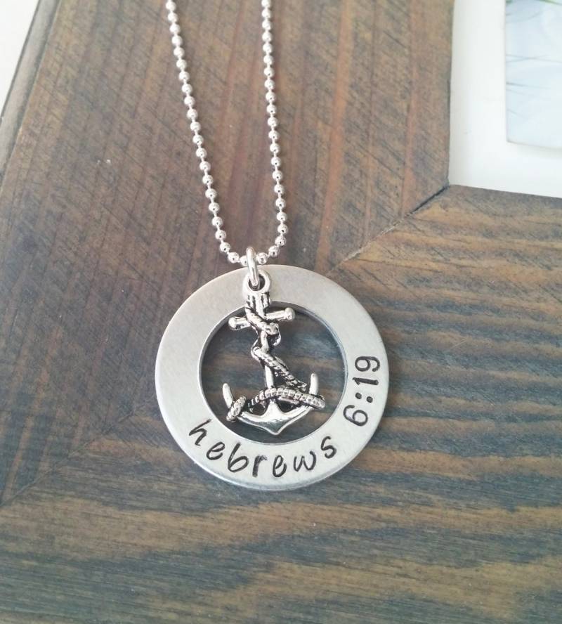 Ankerkette - Hand Gestempelt Schmuck Hebräer Halskette Alltag Verankern von GracefullyMadeStudio