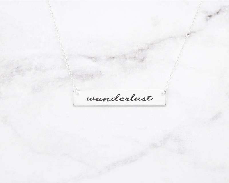 Fernweh-Halskette Sterling Silber Barren, Schmuck Mit Gravur von GracefullyMadeStudio