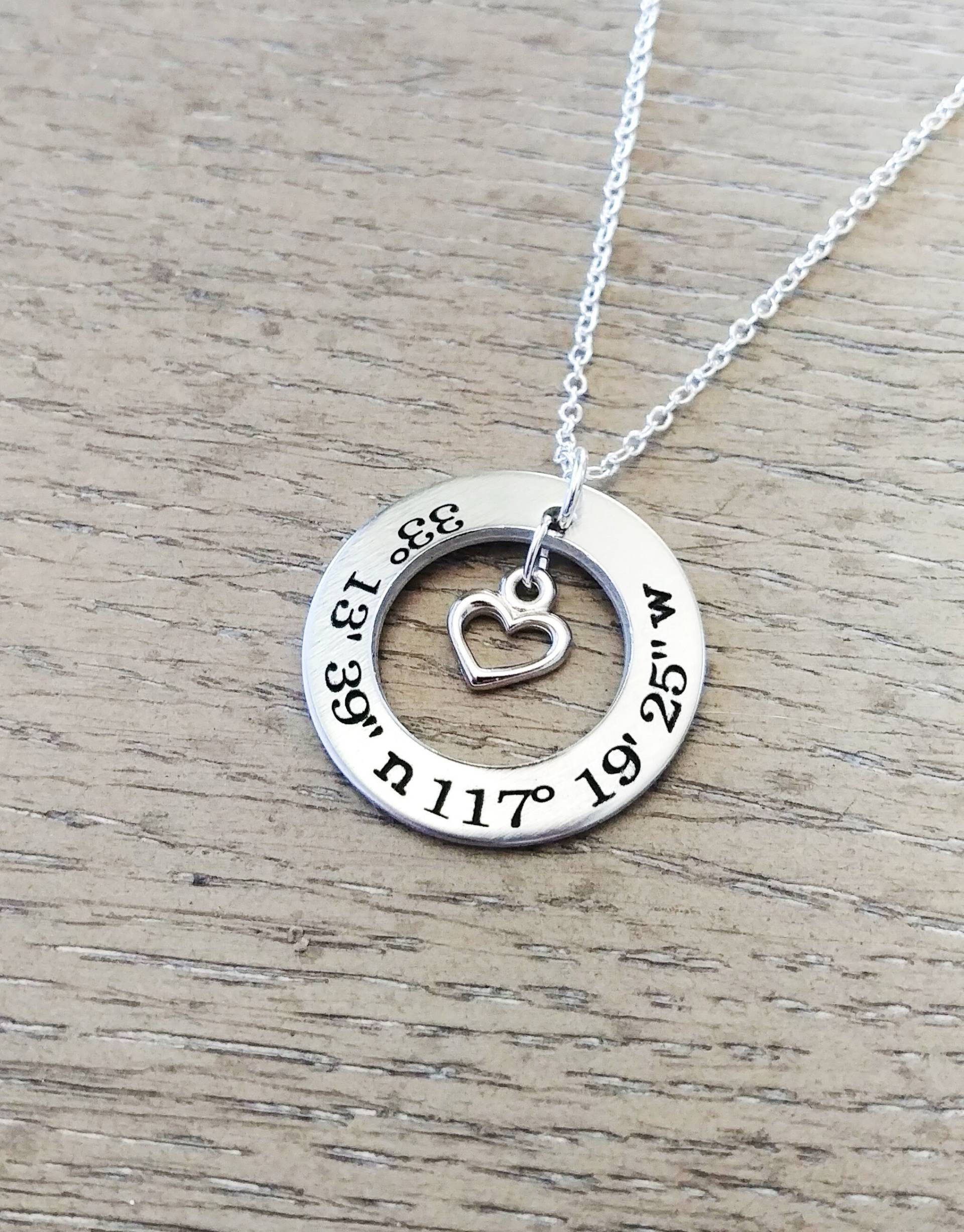 Koordinaten Halskette Breitengrad Schmuck Geschenk von GracefullyMadeStudio