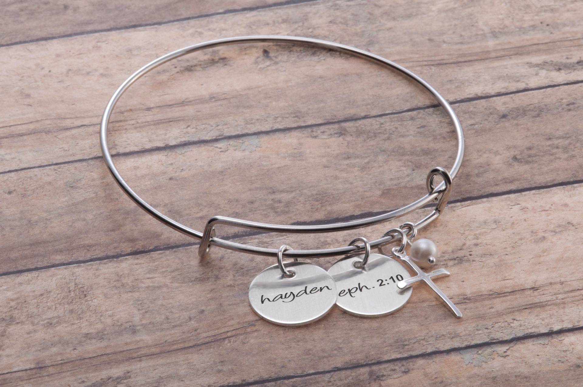 Personalisierte Sterling Silber Bibel Vers Armreif Konfirmation Schmuck Geschenk von GracefullyMadeStudio