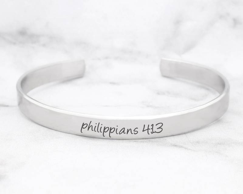 Philippians 413 Manschette Armband, Kann Ich Alle Dinge Durch Christus, Der Mich Stärkt, Graduierung Geschenk, Bibel-Vers-Schmuck von GracefullyMadeStudio