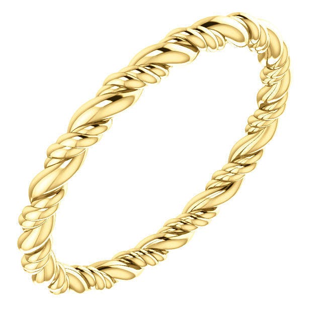 14K Gelbgold Seil Eternity Twisted Hochzeit Verlobung Jubiläum Braut Band Ring Größen 4 Bis 8 von GracesDesign