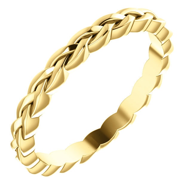 14K Gelbgold Stapelbar Geflochten Eternity Hochzeit Verlobung Jubiläum Braut Band Ring Größen 4 Bis 9 von GracesDesign