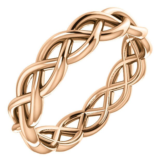 14K Rose Gold Gewebte Keltisch Inspirierte Ewigkeit Hochzeit Verlobung Jubiläum Braut Band Ringgrößen 4 Bis 12 von GracesDesign