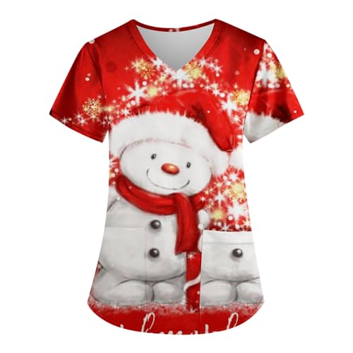 Damen Weihnachten Motiv Bunt Pflege Kasack Kurzarm V-Neck Krankenhaus Schlupfhemd Berufsbekleidung Atmungsaktiv Krankenpfleger Kasack Pflege Bluse Arzt Uniform Krankenschwester Kleidung Mit Taschen Damen Weihnachten Motiv Bunt Pflege Kasack Kurzarm V-Neck Krankenhaus Schlupfhemd Berufsbekleidung Atmungsaktiv Krankenpfleger Kasack Pflege Bluse Arzt Uniform Krankenschwester Kleidung Mit Taschen von Graceyo
