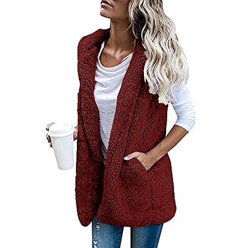 Graceyo Damen Fleeceweste Plüschweste Kunstfell Teddy Fleece Weste Outwear Herbst Winter Outdoor Warm Daunenweste Steppweste Bequem Ärmellos Cardigan Jacke Longweste Westen Tank Tops von Graceyo