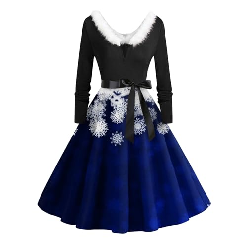 Graceyo Damen Weihnachtskleid Elegant Weihnachts Retro Cocktail Abschlussball Kleider 50er 60er Rockabilly Ärmellos Kleid Ballkleid Cocktailkleid Hohe Taille Partykleid von Graceyo