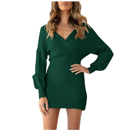 Graceyo Herbst Winter Dick Rollkragenkleid Damen, Einfarbig Rollkragen Langarm Strickkleid, Warm Langarmkleid Strickpulli Kleid, Pulloverkleid Freizeitkleid Knielang, Pullover Kleid Strick Sweater von Graceyo