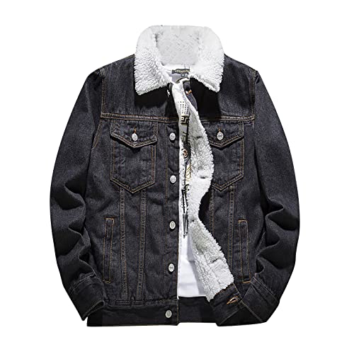 Graceyo Herren Gefüttert Jeansjacke Winterjacke Jacke Parka Warm Fleecemantel Funktionsjacke Wintermantel Kurz Teddy Fleece Outdoor Puffer Jeans Jacket von Graceyo