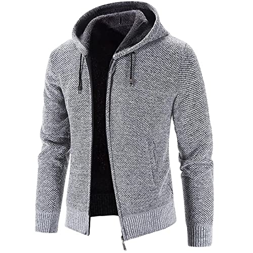 Graceyo Herren Mantel Wintermantel Wollmantel mit Kapuze Warm Slim Fit Herrenjacke Wolle Gefüttert Trenchcoat Kurzmantel Outdoor Fleece Jacke Business Winter Herrenmantel von Graceyo