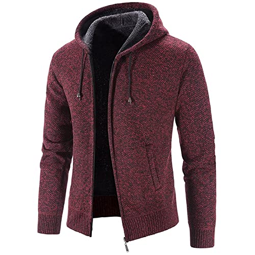 Graceyo Herren Mantel Wintermantel Wollmantel mit Kapuze Warm Slim Fit Herrenjacke Wolle Gefüttert Trenchcoat Kurzmantel Outdoor Fleece Jacke Business Winter Herrenmantel von Graceyo