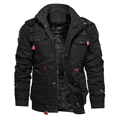Militär Funktionsjacke Herren Gefüttert Cargo Jacke Winter Warm übergangsjacke Sportlich Army Jacken für männer Militär Jacken Winterparka Armeejacke mit Stehkragen Outdoorjacke mit Multi Taschen von Graceyo