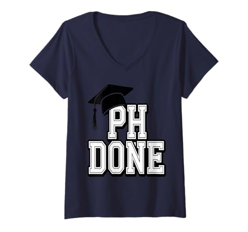 Damen PhDone Funny PhD Graduation Doktorate T-Shirt mit V-Ausschnitt Damen PhDone Funny PhD Graduation Doktorate T-Shirt mit V-Ausschnitt von Grad Pride Apparel