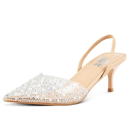 Gradinery Damen-Sandalen mit Perlen und Kätzchen-Absätzen, spitzer Zehenbereich, transparent, Slingback-Absatz, glitzernde Strasssteine, Partyschuhe, aprikose, 39 EU Gradinery Damen-Sandalen mit Perlen und Kätzchen-Absätzen, spitzer Zehenbereich, transparent, Slingback-Absatz, glitzernde Strasssteine, Partyschuhe, aprikose, 39 EU von Gradinery
