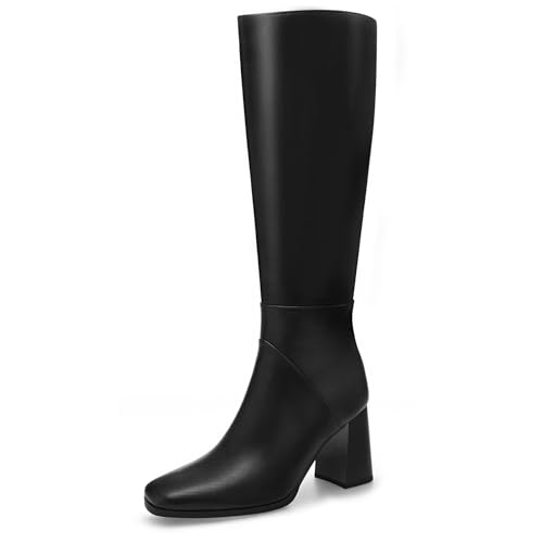 Gradinery Kniehohe Damenstiefel aus Wildlederimitat, klobiger Absatz, quadratischer Zehenbereich, hoher Stiefel, seitlicher Reißverschluss, modisch, lange Stiefel, Schwarz, 43 EU Gradinery Kniehohe Damenstiefel aus Wildlederimitat, klobiger Absatz, quadratischer Zehenbereich, hoher Stiefel, seitlicher Reißverschluss, modisch, lange Stiefel, Schwarz, 43 EU von Gradinery