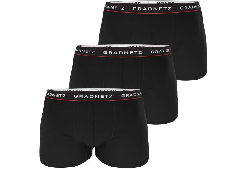 Gradnetz Retro Boxer Retropant "red" (Spar-Set, 3-St) 3x schwarz mit eingewebtem roten Streifen von Gradnetz