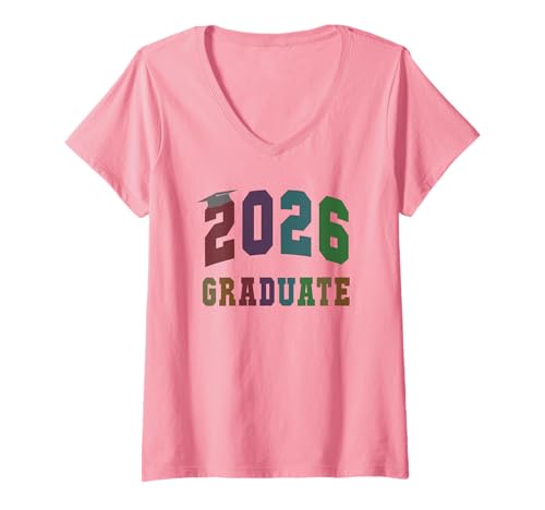 Damen Letzter erster Tag der KLASSE 2026 Graduate Final Level Fast T-Shirt mit V-Ausschnitt Damen Letzter erster Tag der KLASSE 2026 Graduate Final Level Fast T-Shirt mit V-Ausschnitt von Graduate Fabulous Besties Batch Autographs Girls
