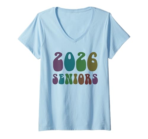 Damen Offizielle Klasse von 2026 Senioren Jahrbuch Regel Throwback T-Shirt mit V-Ausschnitt Damen Offizielle Klasse von 2026 Senioren Jahrbuch Regel Throwback T-Shirt mit V-Ausschnitt von Graduate Final Level Crew Senior Autographs Squad
