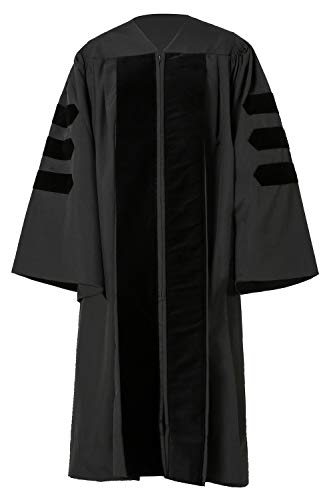 GraduatePro Abschluss Talar PHD Doktor Robe für Doktorandenkleid Abschlusskleid Fakultät und Professor Regalia Herren Damen Schwarz von GraduatePro